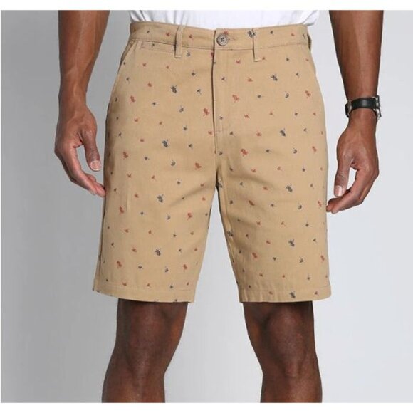 NEW Jachs New York Printed Chino Short 9" Inseam‎ Dark Khaki Tree Print Size 33 - Picture 1 of 4